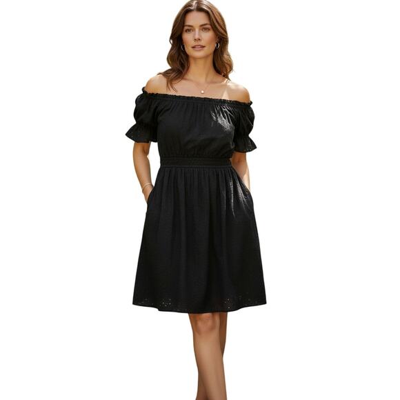 Torrid Black Eyelet Scoop Neck Mini Dress NWT Size L 12 - Picture 9 of 9